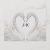 Romantische Schwäne Hochzeiten speichern das Datum Ankündigungspostkarte (Vorderseite)