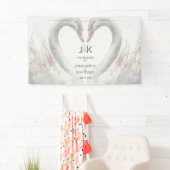 Romantische Schwäne Hochzeitspaare Monogram Banner (Insitu)
