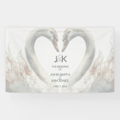 Romantische Schwäne Hochzeitspaare Monogram Banner (Horizontal)