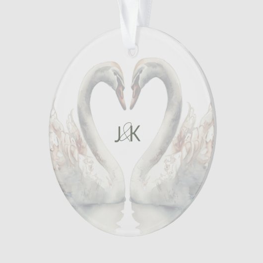 Romantische Schwäne Hochzeitspaare Monogram Ornament (Vorderseite)