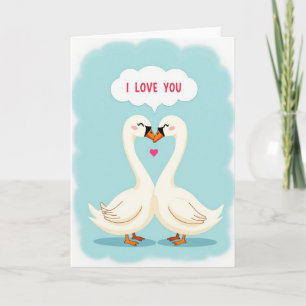 Romantische Schwäne Ich liebe dich Karte