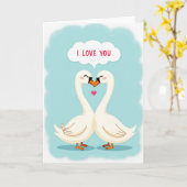 Romantische Schwäne Ich liebe dich Karte (Gelbe Blume)