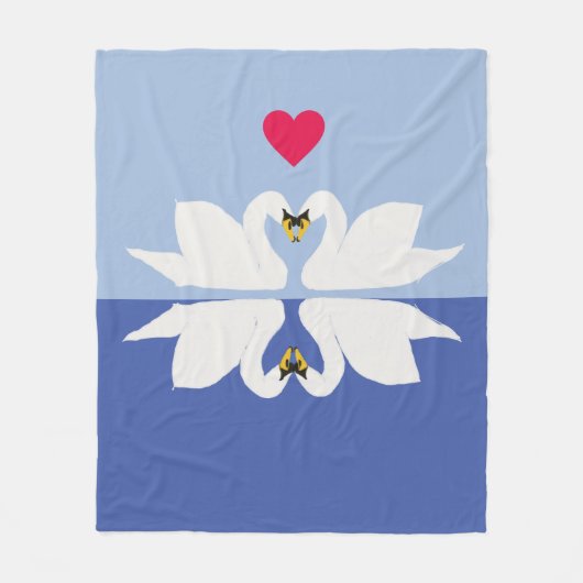 Romantische Schwäne im Herzen der Pose Fleecedecke (Vorderseite)