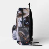 Romantische Schwäne im Winterwunderland Bedruckter Rucksack (Rechts)