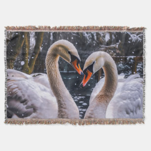 Romantische Schwäne im Winterwunderland Decke