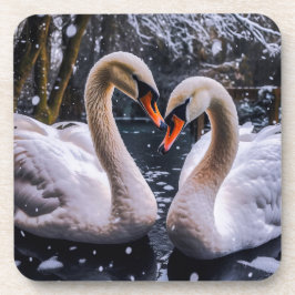 Romantische Schwäne im Winterwunderland Getränkeuntersetzer