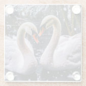 Romantische Schwäne im Winterwunderland Glasuntersetzer (Rückseite)