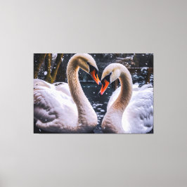 Romantische Schwäne im Winterwunderland Leinwanddruck