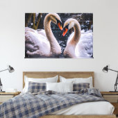 Romantische Schwäne im Winterwunderland Leinwanddruck (Insitu (Schlafzimmer))