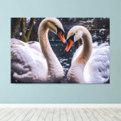 Romantische Schwäne im Winterwunderland Leinwanddruck (Insitu (Holzboden))