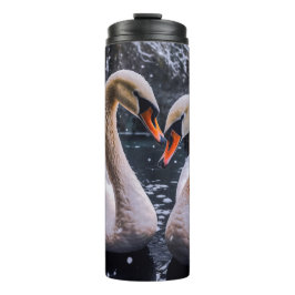 Romantische Schwäne im Winterwunderland Thermosbecher