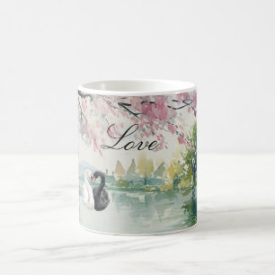 Romantische Schwäne Liebe Kaffeetasse