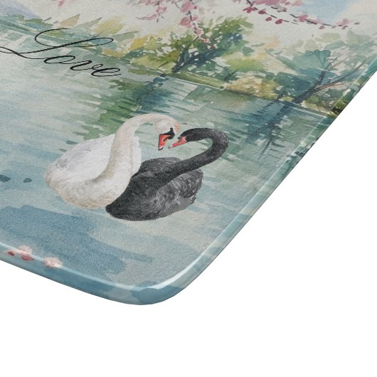 Romantische Schwäne Liebe Schneidebrett (Ecke)