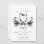 Romantische Schwanenpaare Dusche einladen Einladung (Vorderseite)