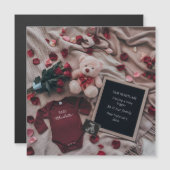 Romantische Schwangerschaftsankündigung mit Rose & Magnetkarte (Vorne/Hinten)