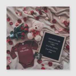 Romantische Schwangerschaftsankündigung mit Rose & Magnetkarte