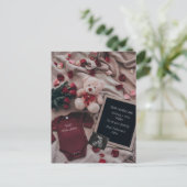 Romantische Schwangerschaftsankündigung mit Rose & Postkarte (Stehend Vorderseite)