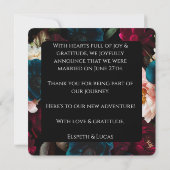 Romantische Schwarz-, Burgund- und Aquamarine Blum Ankündigung (Rückseite)