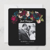 Romantische Schwarz-, Burgund- und Aquamarine Blum Ankündigung (Vorderseite)