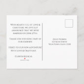 Romantische Schwarz-, Burgund- und Aquamarine Blum Ankündigungspostkarte (Rückseite)