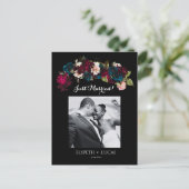 Romantische Schwarz-, Burgund- und Aquamarine Blum Ankündigungspostkarte (Stehend Vorderseite)