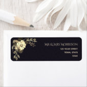 Romantische Schwarz-Gold-Hochzeit-Rücksendeadresse (Insitu)