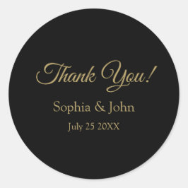 Romantische Schwarz-Gold-Hochzeit Vielen Dank Runder Aufkleber