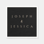 Romantische Schwarz-Gold-Kalligrafie Geblüht Serviette (Vorderseite)