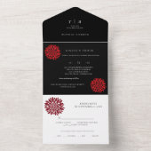 Romantische Schwarz-Navy-Monogram-Hochzeit All In One Einladung (Innen Boden)