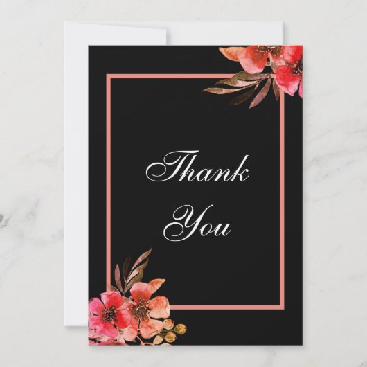 Romantische Schwarz-Orange-Pfirsichschrift Dankeskarte (Vorderseite)