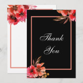 Romantische Schwarz-Orange-Pfirsichschrift Dankeskarte (Vorne/Hinten)