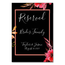 Romantische Schwarz-Orange-Schriftzeichen Tischnummer