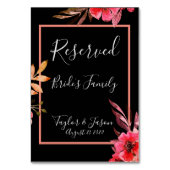 Romantische Schwarz-Orange-Schriftzeichen Tischnummer (Rückseite)