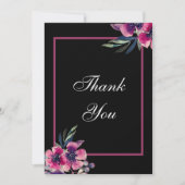 Romantische Schwarz-Rosa-Schrift Hochzeit Dankeskarte (Vorderseite)