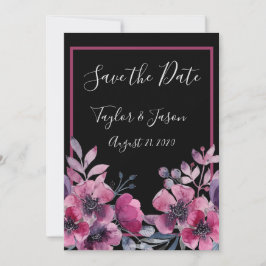 Romantische Schwarz-Rosa-Schrift Hochzeit Save The Date
