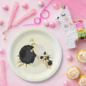 Romantische Schwarz-Weiß-Blume Pappteller (Party)