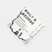 Romantische Schwarz-Weiß-Comic-Hochzeit Serviette (Ecke)