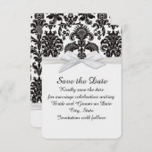 Romantische Schwarz/Weiß Damask Save the Date (Vorne/Hinten)
