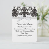 Romantische Schwarz/Weiß Damask Save the Date (Stehend Vorderseite)