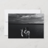 Romantische Schwarz-Weiß-Foto-Hochzeit Dankeskarte (Vorderseite)