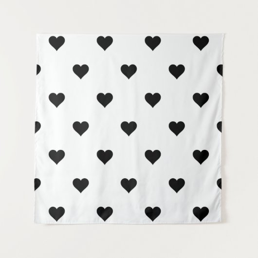 Romantische Schwarz-Weiß-Herz-Chic-Dekoration Wandteppich (Vorderseite)