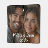 Romantische Schwarz-Weiß-Ihr & Me-Valentine Keramikornament (Links)