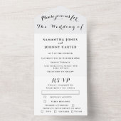 Romantische Schwarz-Weiß-Kalligrafie-Chic-Hochzeit All In One Einladung (Innen Boden)