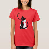 Romantische Schwarz-Weiß-Katzen in der Liebe Valen T-Shirt (Vorderseite)