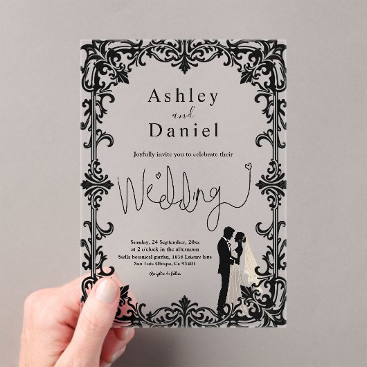 Romantische Schwarz-Weiß-Klassik Acryleinladungen (Insitu (Handheld))