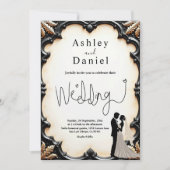 Romantische Schwarz-Weiß-Klassik Einladung (Vorderseite)