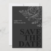 Romantische Schwarz-weiße Blume Save the Date Einladung (Vorderseite)
