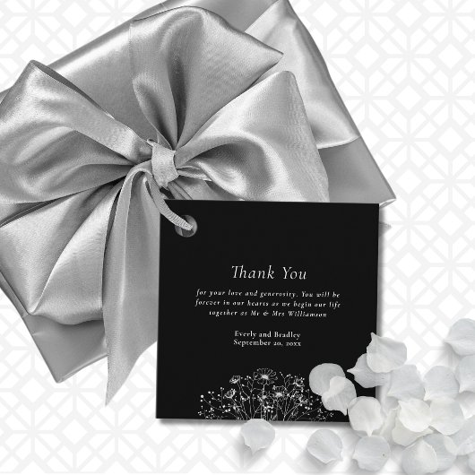 Romantische Schwarz-weiße botanische Hochzeit Viel Geschenkanhänger