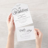 Romantische Schwarz-weiße Hochzeit All In One Einladung (Abreißtisch)
