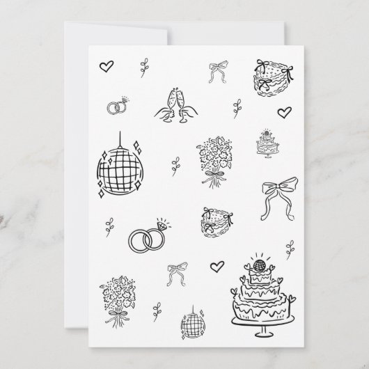 Romantische Schwarz-weiße Hochzeit mit weißer Hand Einladung (Rückseite)